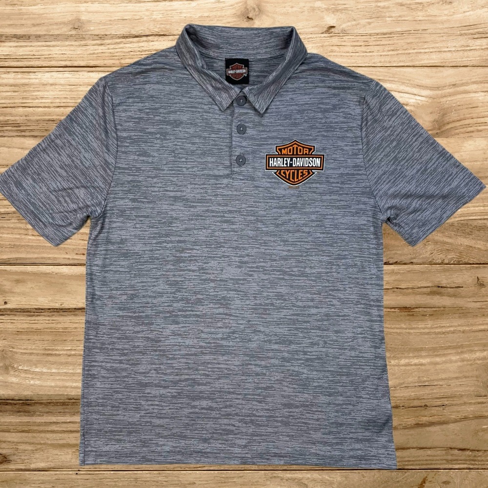 Harley-Davidson Mens Medium Performance Polo Work Shirt Grey Columbus GA